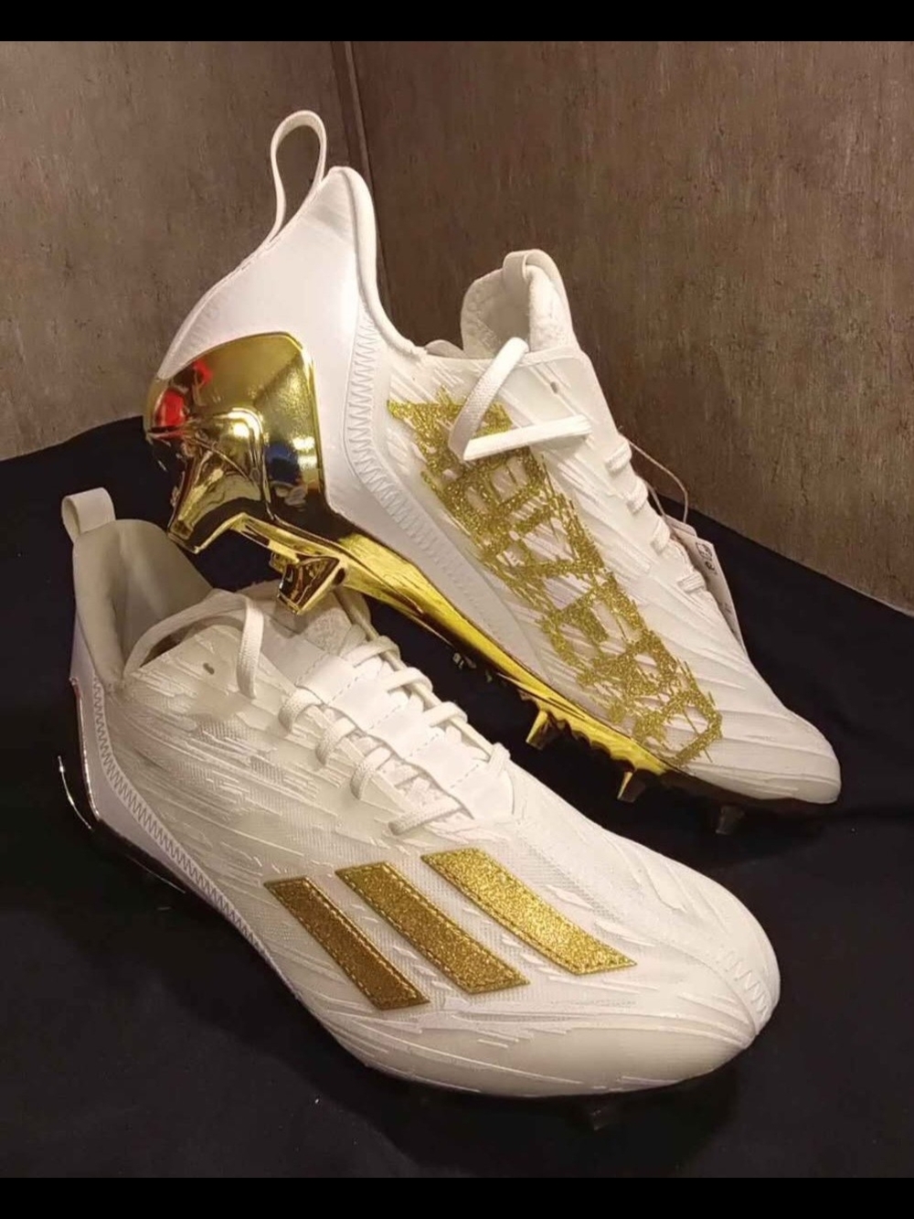 Adidas Adizero White Gold Metallic football Cleats